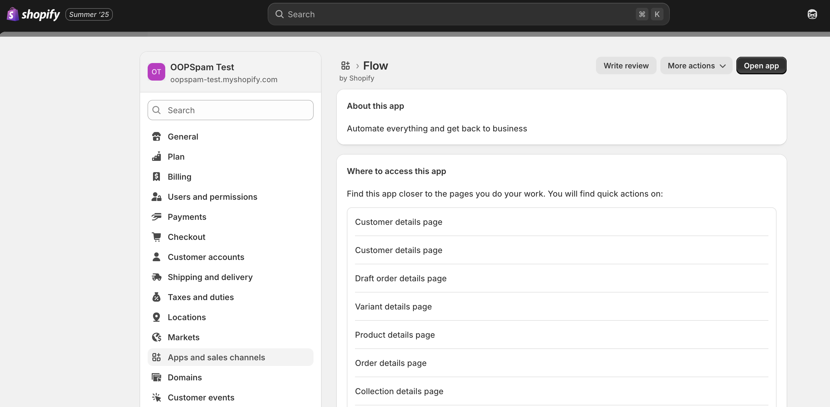 Open Shopify Flow app
